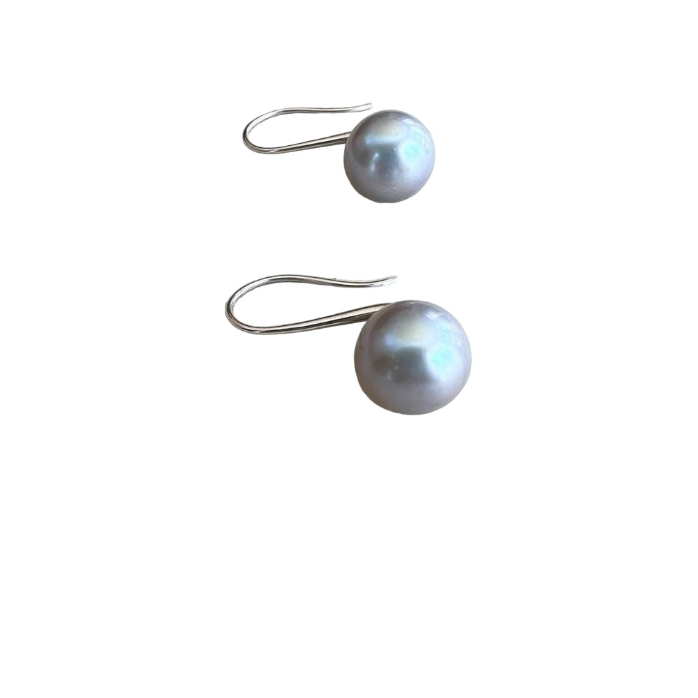 Gray and silver elegant pearlescent dangle earrings stamped 925